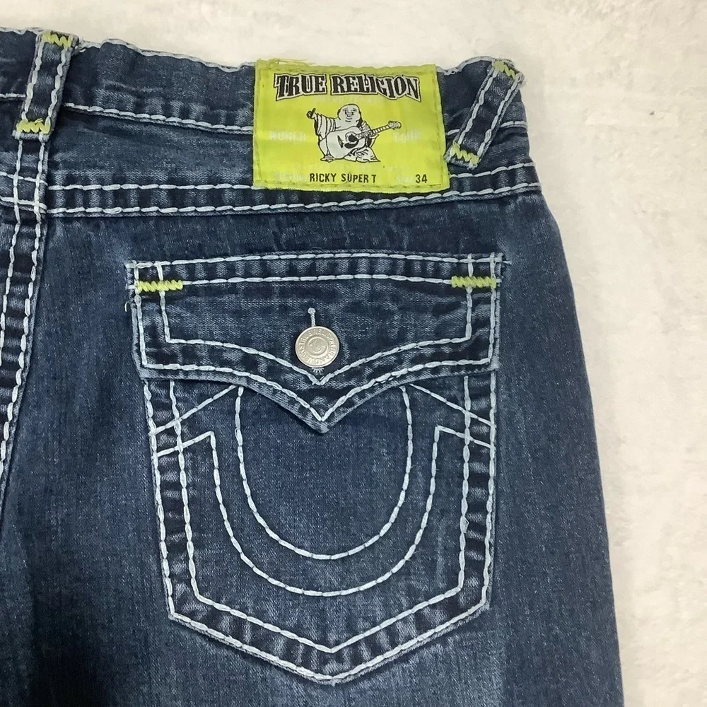 True Religion Ricky Super T Rare Yellow Tag Sz 42 Dark Wash